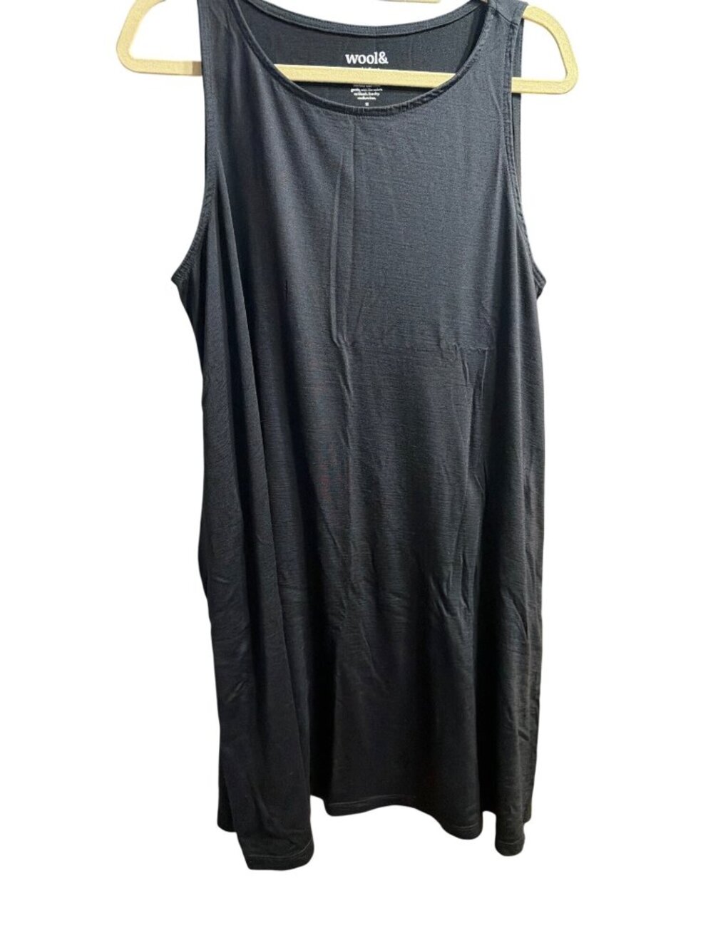 Wool& Black Camellia Tank Dress Wool Blend Pockets Swing Size 1X PROJECT Read